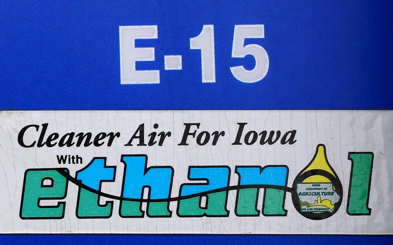 © Reuters. FILE PHOTO: A gas pump selling E15, a gasoline with 15 percent of ethanol, is seen in Mason City, Iowa, United States, May 18, 2015.  REUTERS/Jim Young/File Photo