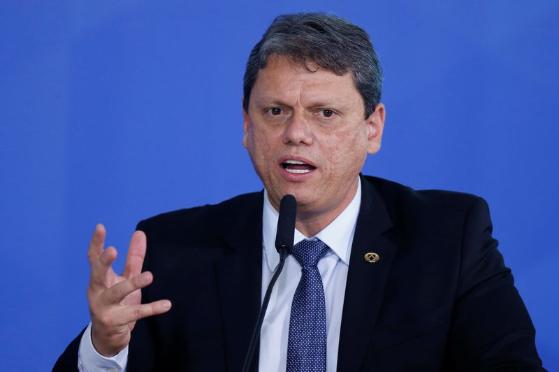 &copy; Reuters. Ministro da Infraestrutura, Tarcisio de Freitas, que deixou o cargo para concorrer ao governo de SP
02/09/2021
REUTERS/Adriano Machado