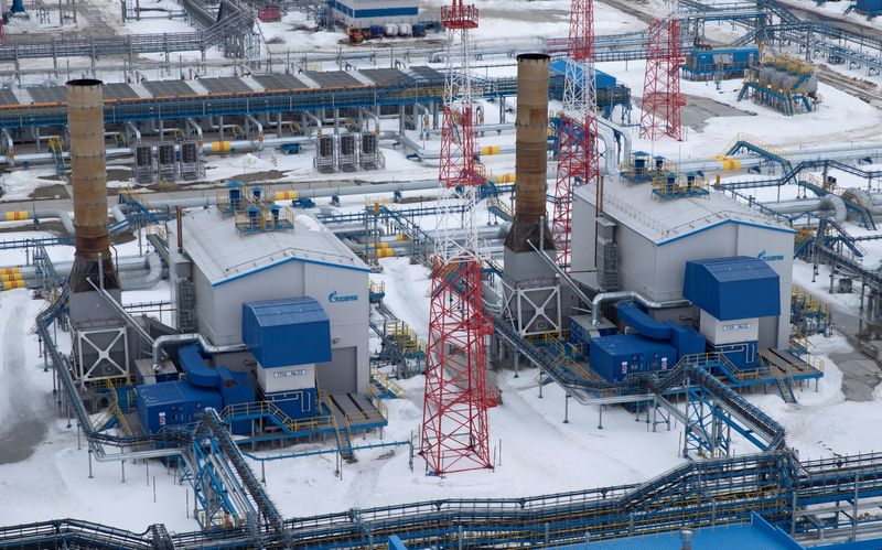© Reuters. A view shows a gas processing facility, operated by Gazprom company, at Bovanenkovo gas field on the Arctic Yamal peninsula, Russia May 21, 2019.   REUTERS/Maxim Shemetov