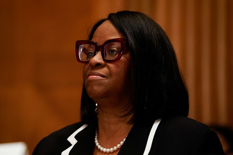 &copy; Reuters. FILE PHOTO: Reta Jo Lewis testifies before a Senate Banking and Urban Affairs Committee hearing on her nomination to be president of the Export-Import Bank of the United States, on Capitol Hill in Washington, U.S., October 26, 2021. REUTERS/Elizabeth Fran