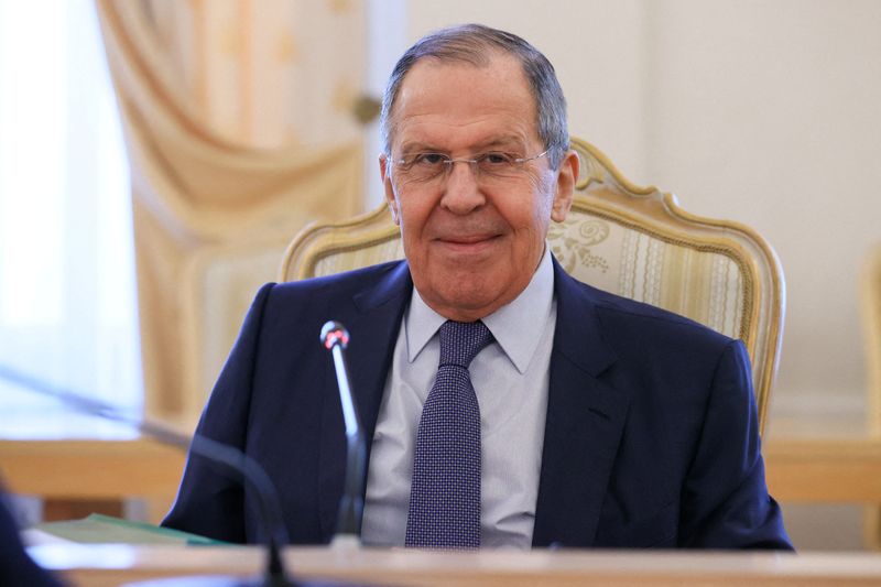 &copy; Reuters. FILE PHOTO: Russian Foreign Minister Sergei Lavrov attends a meeting with President of the International Committee of the Red Cross (ICRC) Peter Maurer in Moscow, Russia March 24, 2022. Russian Foreign Ministry/Handout via REUTERS 