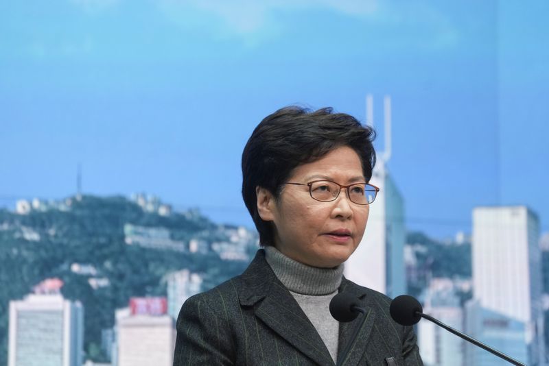 &copy; Reuters. FILE PHOTO: Hong Kong Chief Executive Carrie Lam attends a news conference in Hong Kong, China January 31, 2022. REUTERS/Lam Yik
