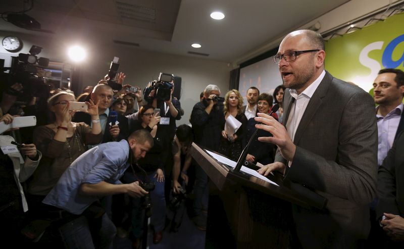 &copy; Reuters. FILE PHOTO: Richard Sulik, a leader of SaS party, reacts during a news conference in Bratislava, Slovakia, March 5, 2016. REUTERS/David W Cerny