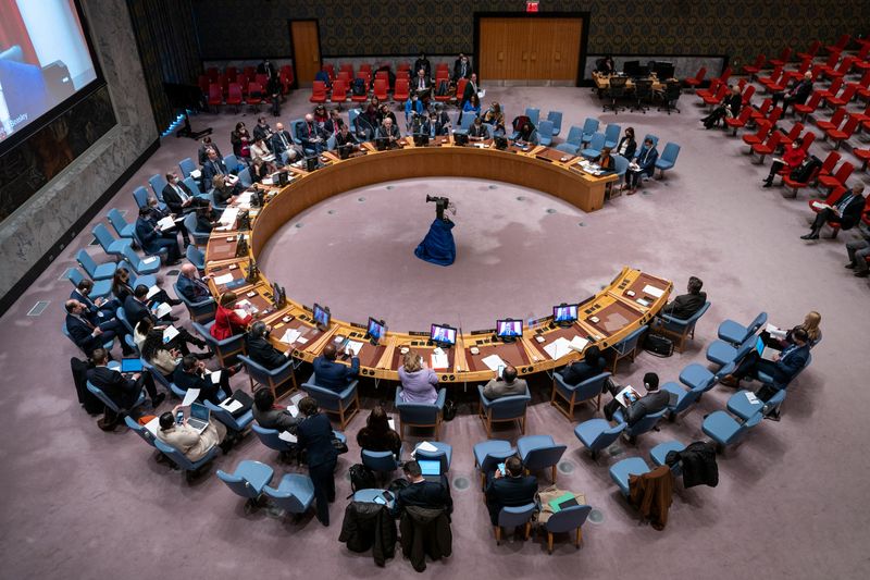 &copy; Reuters. FOTO DE ARCHIVO: La asamblea del Consejo de Seguridad de las Naciones Unidas reunida en la sede de la ONU en Nueva York, Estados Unidos, el 29 de marzo de 2022. REUTERS/David 'Dee' Delgado