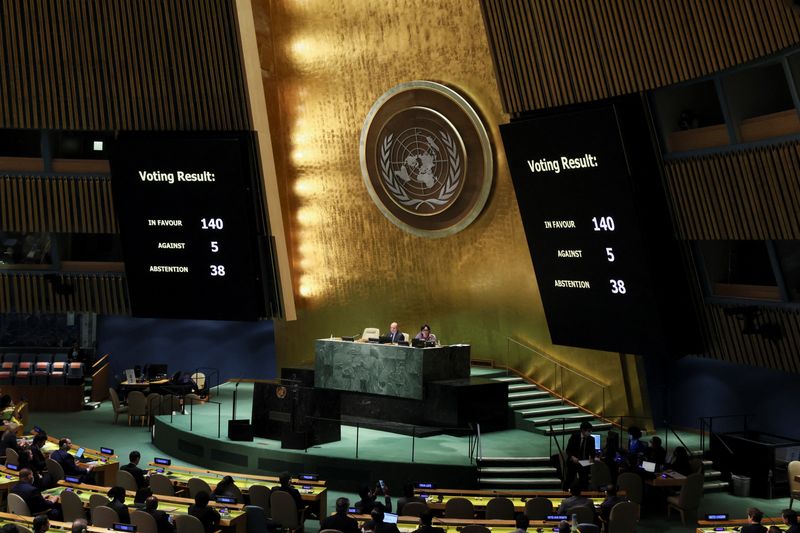 &copy; Reuters. Plenário da Assembleia Geral da ONU, em Nova York
24/03/2022
REUTERS/Brendan McDermid