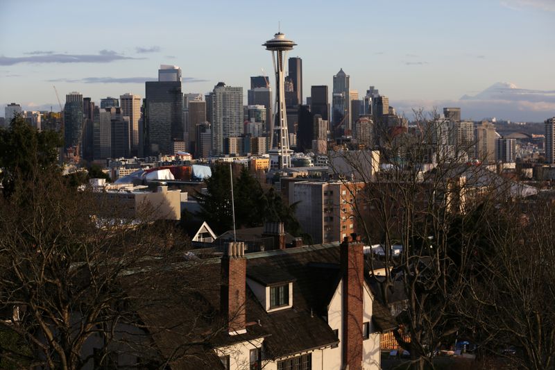 &copy; Reuters. FILE PHOTO: The Space Needle and Mount Rainier are seen on the skyline of Seattle, Washington, U.S. February 11, 2017.  REUTERS/Chris Helgren