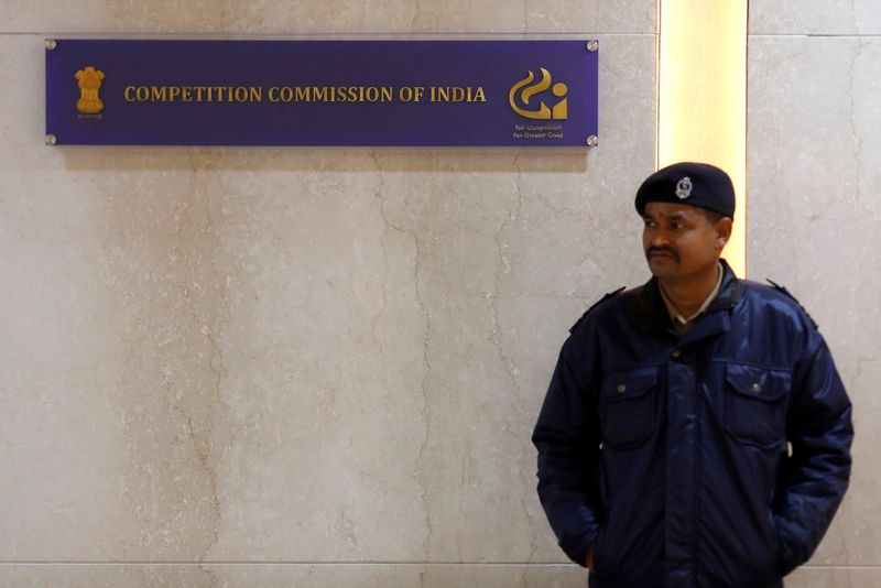 &copy; Reuters. FILE PHOTO: A security guard stands outside the Competition Commission of India (CCI) headquarters in New Delhi, India, January 13, 2020. REUTERS/Adnan Abidi