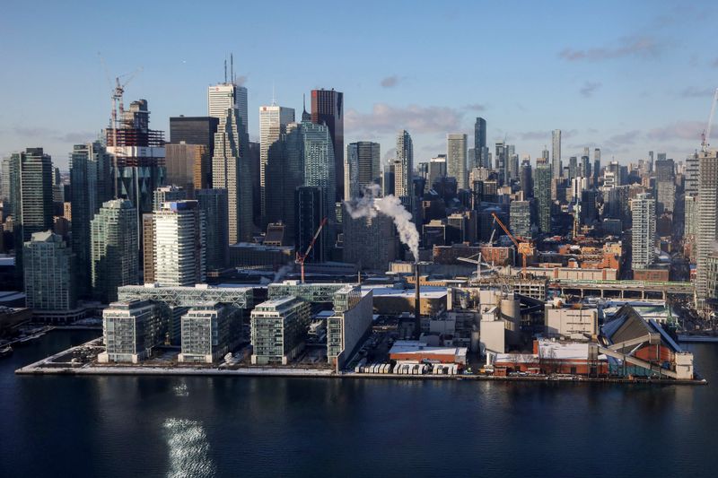 &copy; Reuters. FILE PHOTO: Downtown buildings along the waterfront are seen from a landing commuter plane in Toronto, Ontario, Canada December 6, 2019. REUTERS/Chris Helgren