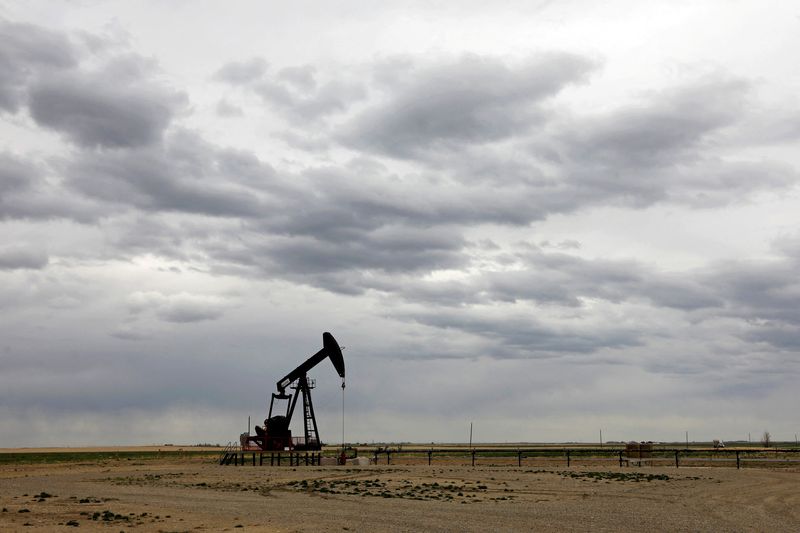 © Reuters. FILE PHOTO: An oil & gas pump jack is seen near Granum, Alberta, Canada May 6, 2020. REUTERS/Todd Korol/File Photo