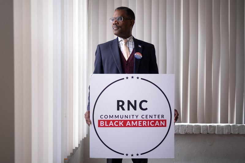 © Reuters. Calvin Tucker, the Deputy Chairman of the Republican Party of Pennsylvania, poses for a portrait at the recently opened RNC Community Center in Philadelphia, Pennsylvania, U.S., April 5, 2022. Picture taken April 5, 2022. REUTERS/Hannah Beier