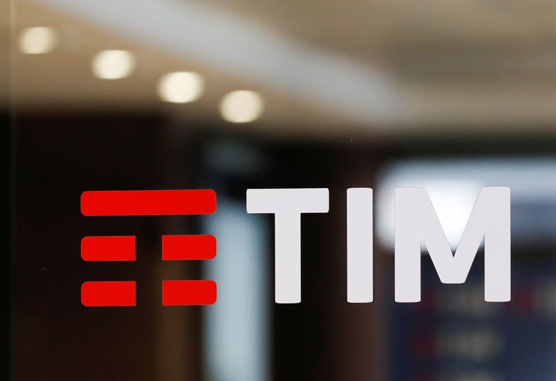 &copy; Reuters. The Tim logo is seen at its headquarters in Rome, Italy November 22, 2021. REUTERS/Yara Nardi