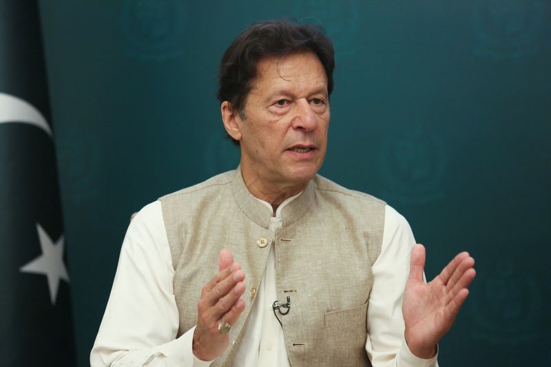 &copy; Reuters. FILE PHOTO: Pakistan's Prime Minister Imran Khan gestures during an interview with Reuters in Islamabad, Pakistan June 4, 2021. REUTERS/Saiyna Bashir