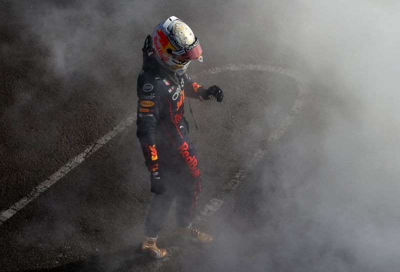 &copy; Reuters. الهولندي ماكس فرستابن سائق رد بول بعد توقفه أثناء سباق جائزة أستراليا الكبرى بينما تصاعد الدخان في حلبة ملبورن يوم الأحد. تصوير: لورين إليوت