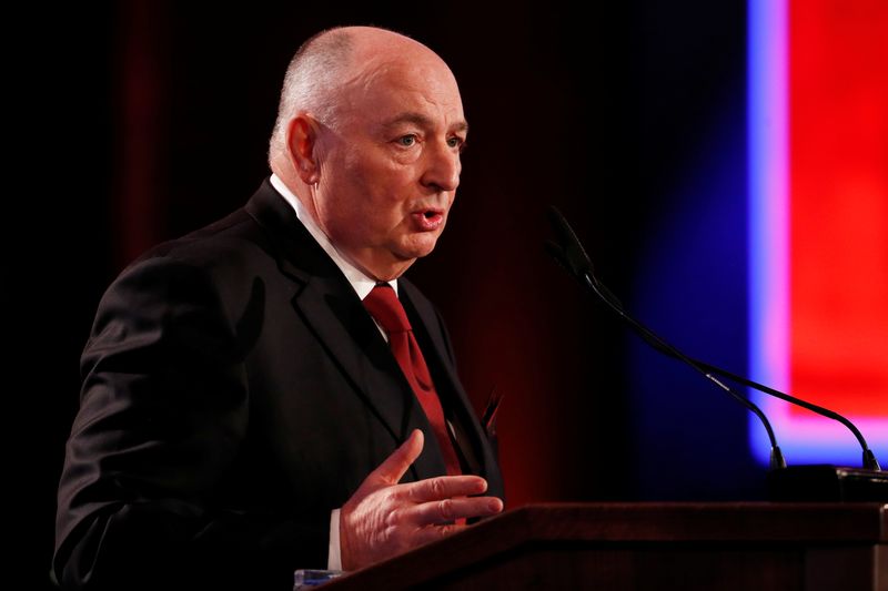 &copy; Reuters. FILE PHOTO: Dr. Moshe Kantor President of the World Holocaust Forum Foundation speaks at the World Holocaust Forum marking 75 years since the liberation of the Nazi extermination camp Auschwitz, at Yad Vashem Holocaust memorial centre in Jerusalem January