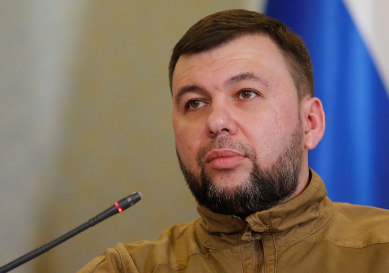 &copy; Reuters. Head of the separatist self-proclaimed Donetsk People's Republic Denis Pushilin attends a news conference in Donetsk, Ukraine February 23, 2022. REUTERS/Alexander Ermochenko