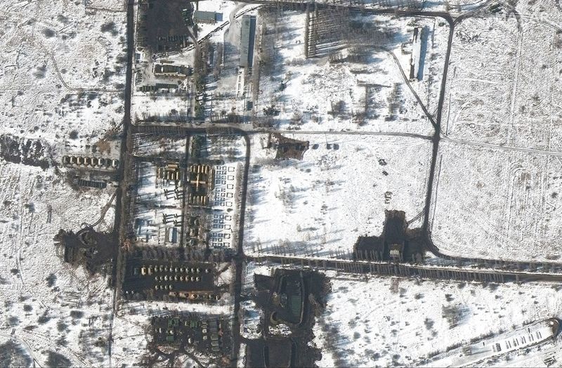 &copy; Reuters. FILE PHOTO: A satellite image shows an overview of a field hospital and a troop deployment, in Belgorod, Russia, February 21, 2022. Picture taken February 21, 2022. Courtesy of Satellite image 2022 Maxar Technologies/Handout via REUTERS 