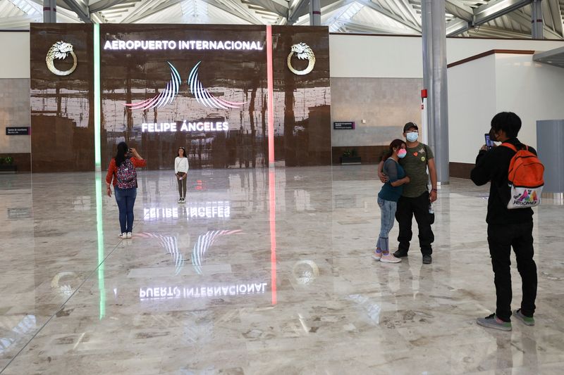 &copy; Reuters. People take photos of themselves at an area of the new Felipe Angeles international airport, in Zumpango, Mexico State, Mexico, April 1, 2022. Picture taken April 1, 2022. REUTERS/Kylie Madry