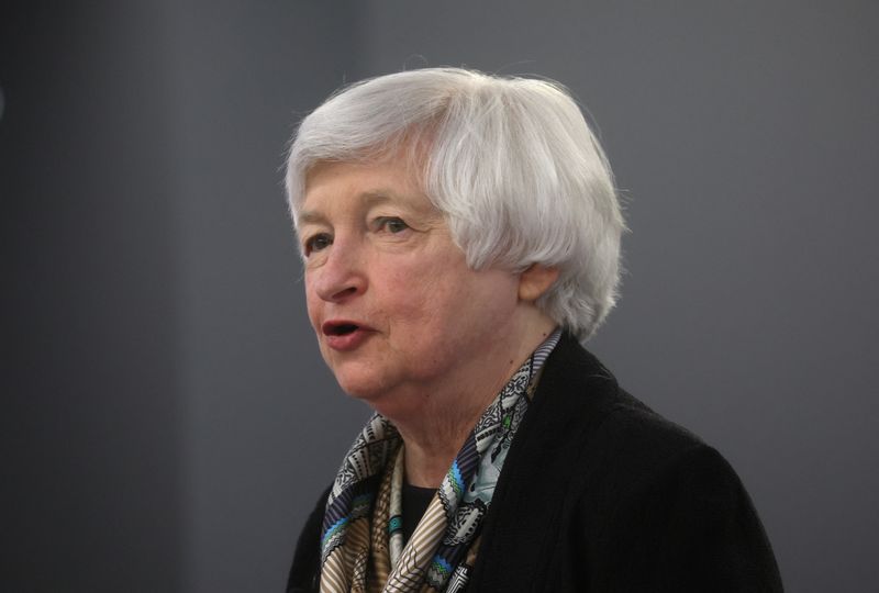 &copy; Reuters. U.S. Treasury Secretary Janet Yellen makes a speech about the current and future state of the U.S. and global economy at the Atlantic Council in Washington, U.S., April 13, 2022. REUTERS/Leah Millis