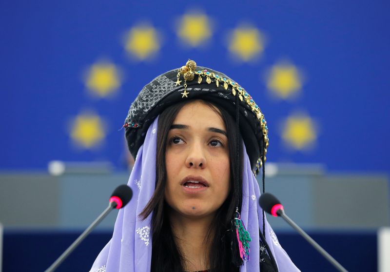 &copy; Reuters. الناشطة الحقوقية اليزيدية العراقية نادية مراد - صورة من أرشيف رويترز. 