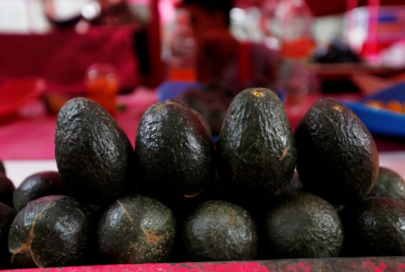&copy; Reuters. FILE PHOTO: Avocados for sale are seen at a street market, in Mexico City, Mexico April 2, 2019. Picture taken April 2, 2019. REUTERS/Claudia Daut/File Photo