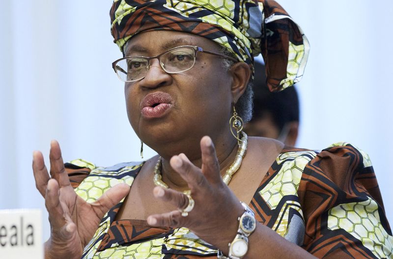 &copy; Reuters. FILE PHOTO: World Trade Organization (WTO) director-general Ngozi Okonjo-Iweala attends a news conference in Geneva, Switzerland, October 4, 2021. REUTERS/Denis Balibouse