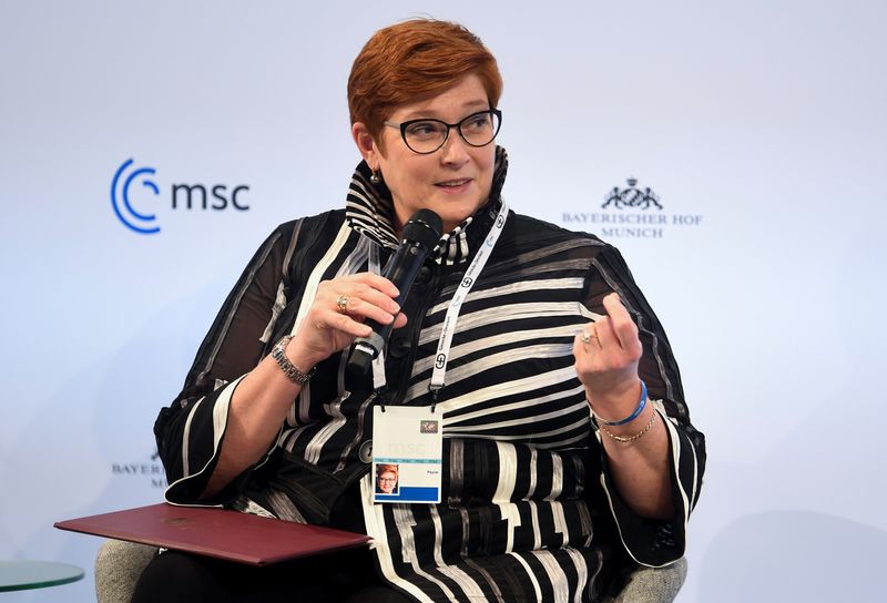 &copy; Reuters. Australian Foreign Minister Marise Payne speaks during the annual Munich Security Conference, in Munich, Germany February 19, 2022. REUTERS/Andreas Gebert