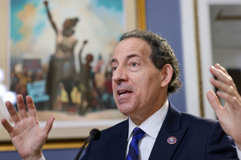 &copy; Reuters. FILE PHOTO: U.S. Representative Jamie Raskin (D-MD) speaks during a House Committee on Rules hearing about the January 6th attack on the United States Capitol in Washington, U.S., December 2, 2021. REUTERS/Evelyn Hockstein