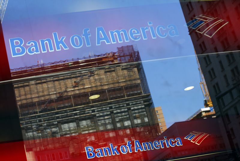 &copy; Reuters. Bank of America a publié lundi un bénéfice trimestriel en baisse de 13%, un recul moins marqué qu'attendu, la croissance de ses activités de crédit aux particuliers ayant limité l'impact du ralentissement du marché des fusions-acquisitions. /Photo