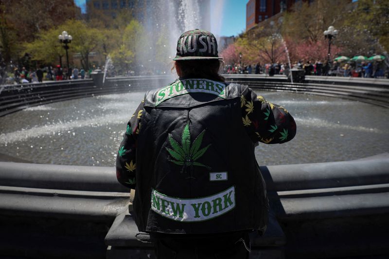 &copy; Reuters. A man who identifies himself as Larry the Bird Man smokes marijuana in Washington Square Park as marijuana enthusiasts marked the annual but informal cannabis holiday, 4/20 (four-twenty), corresponding to the numerical figure widely recognized within the 