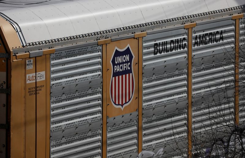&copy; Reuters. FILE PHOTO: A Union Pacific rail car is parked at the Canadian Pacific Railway (CP Rail) Toronto Yard in Scarborough, Ontario, Canada March 20, 2022.  REUTERS/Chris Helgren/File Photo