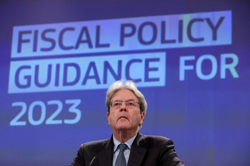 &copy; Reuters. FILE PHOTO: European Commissioner for Economy Paolo Gentiloni attends a news conference on the European Commission fiscal guidance for 2023, in Brussels, Belgium March 2, 2022. REUTERS/Yves Herman/File Photo