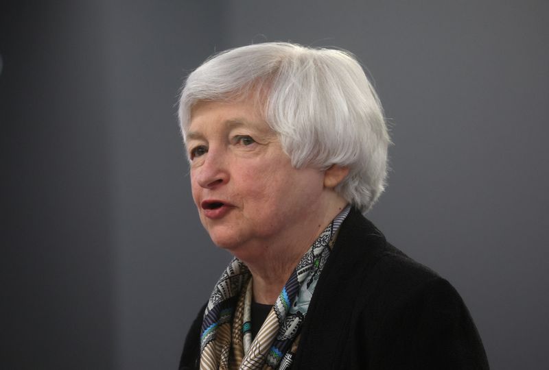 &copy; Reuters. Secretária do Tesouro dos EUA, Janet Yellen, fala em evento em Washington
13/04/2022
REUTERS/Leah Millis/File Photo