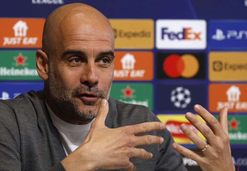 &copy; Reuters. Fútbol - Liga de Campeones - Conferencia de prensa del Manchester City - Etihad Campus, Mánchester, Reino Unido - 25 de abril de 2022 - El entrenador del Manchester City, Pep Guardiola, durante la conferencia de prensa. Action Images vía Reuters/Jason 