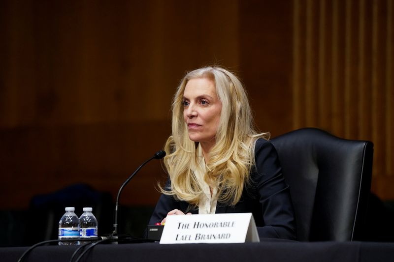 &copy; Reuters. FILE PHOTO: Federal Reserve Board Governor Lael Brainard testifies before a Senate Banking Committee hearing on her nomination to be vice-chair of the Federal Reserve, on Capitol Hill in Washington, U.S., January 13, 2022. REUTERS/Elizabeth Frantz/File Ph