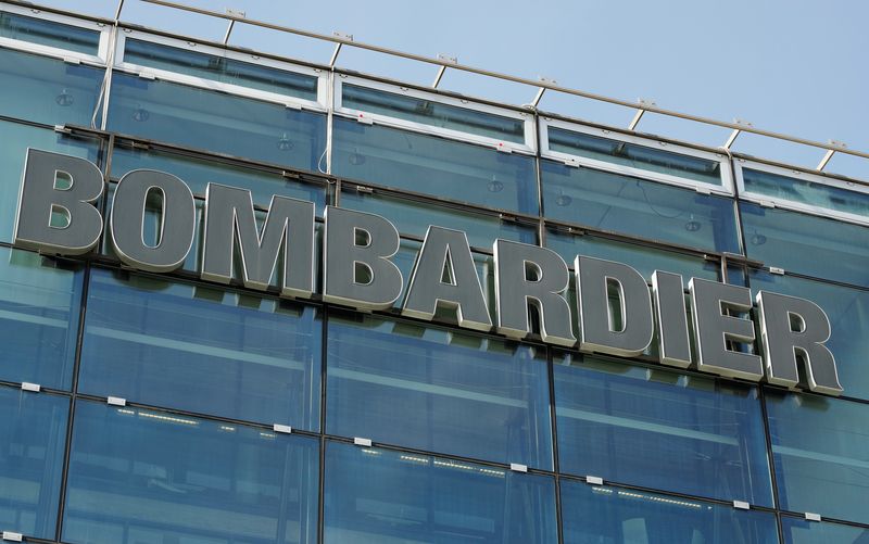 &copy; Reuters. FILE PHOTO: Logo of Bombardier is seen at an office building in Zurich, Switzerland February 28, 2019. REUTERS/Arnd Wiegmann