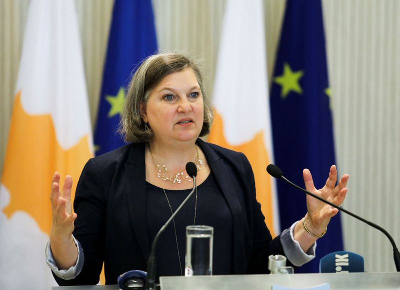 &copy; Reuters. Subsecretária de Estado para Assuntos Políticos dos EUA, Victoria Nuland, durante entrevista coletiva em Nicósia, no Chipre
07/04/2022 REUTERS/Yiannis Kourtoglou