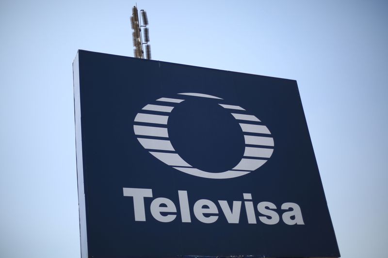&copy; Reuters. FILE PHOTO: The logo of broadcaster Televisa is seen outside its headquarters in Mexico City, Mexico, March 9, 2017. REUTERS/Edgard Garrido
