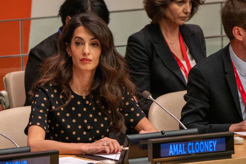 &copy; Reuters. Human rights lawyer Amal Clooney attends an informal meeting of the United Nations Security Council, amid Russia's invasion of Ukraine, at the United Nations Headquarters in New York City, New York, U.S., April 27, 2022. REUTERS/David 'Dee' Delgado