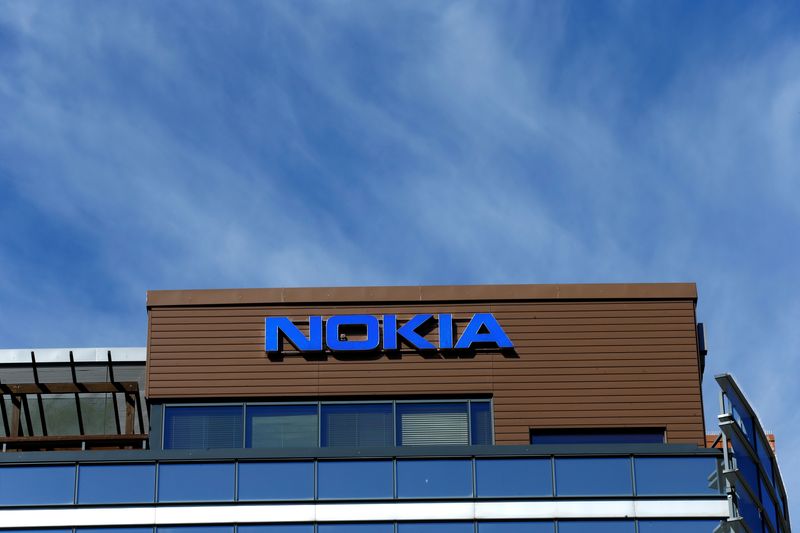 &copy; Reuters. FILE PHOTO: A Nokia logo is seen at company's headquarters in Espoo, Finland, May 5, 2017. REUTERS/Ints Kalnins