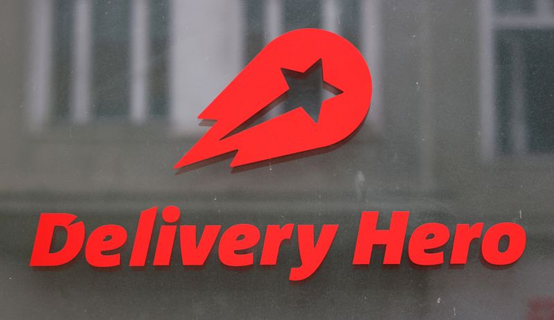 &copy; Reuters. FILE PHOTO: The Delivery Hero's logo is pictured at its headquarters in Berlin, Germany, August 18, 2020. REUTERS/Fabrizio Bensch/File Photo/File Photo