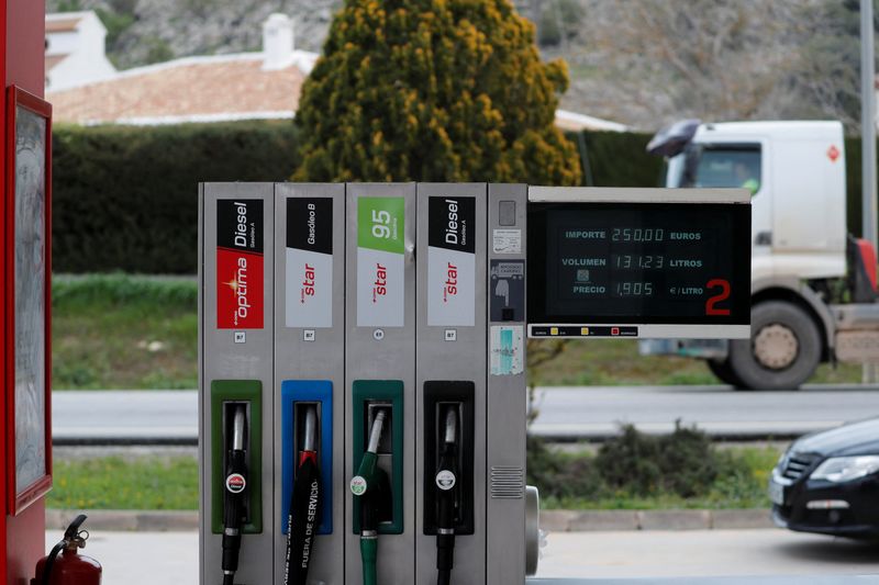 &copy; Reuters. A general view of fuel pumps at a Cepsa petrol station in Cuevas del Becerro, Spain, March 29, 2022. Picture taken March 29, 2022. REUTERS/Jon Nazca