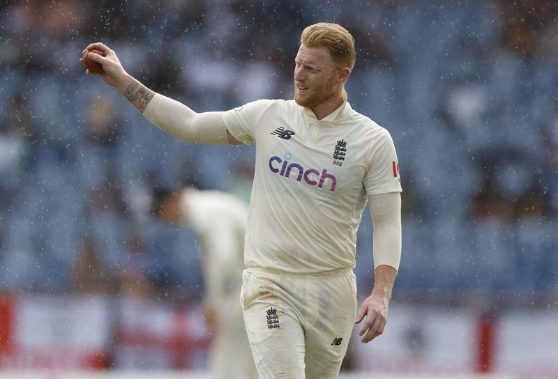 &copy; Reuters. FILE PHOTO: Cricket - Third Test - West Indies v England - National Cricket Stadium, St George's, Grenada - March 25, 2022 England's Ben Stokes walks off the pitch during a rain delay Action Images via Reuters/Jason Cairnduff