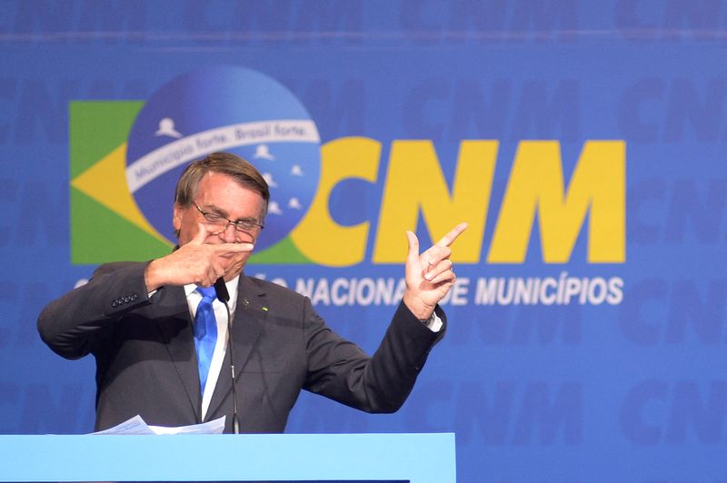 &copy; Reuters. Presidente Jair Bolsonaro durante evento em Brasília
26/04/2022
REUTERS/Andressa Anholete  