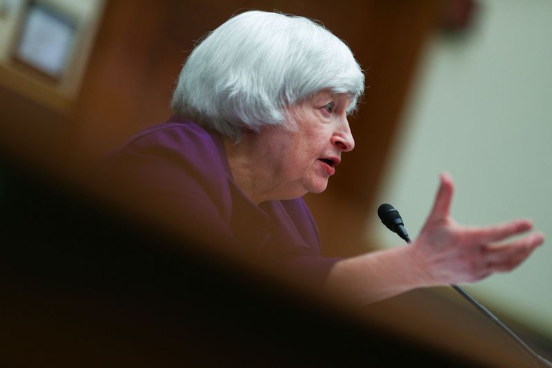 &copy; Reuters. FILE PHOTO: U.S. Treasury Secretary Janet Yellen testifies before a House Financial Services Committee hearing on "the State of the International Financial System, on Capitol Hill in Washington, U.S., April 6, 2022. REUTERS/Tom Brenner/File Photo