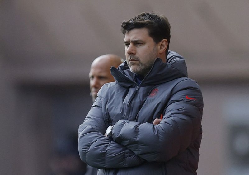 © Reuters. Técnico do Paris St Germain, Mauricio Pochettino, durante partida contra o Monaco pelo Campeonato Francês
20/03/2022 REUTERS/Stephane Mahe