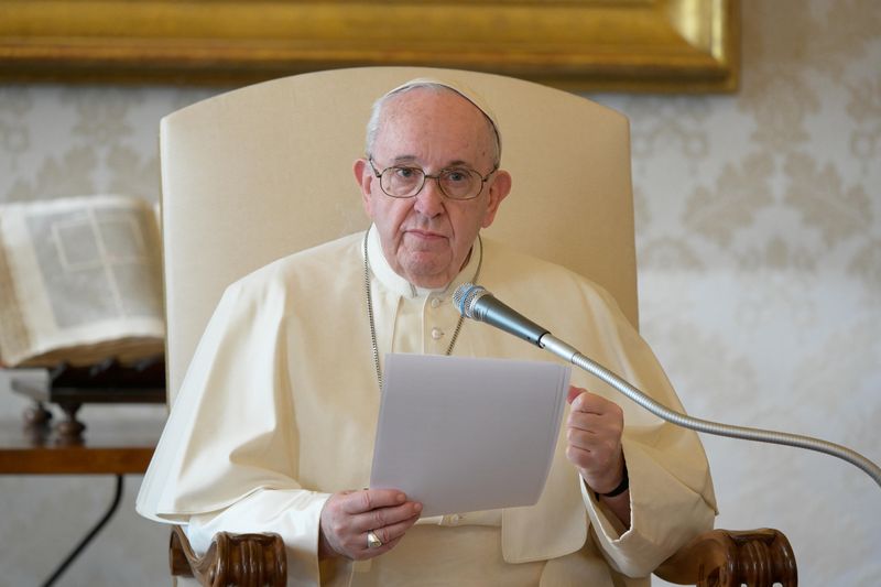 &copy; Reuters. Papa Francisco durante audiência geral no Vaticano
11/11/2020
Mídia do Vaticano/Divulgação via REUTERS