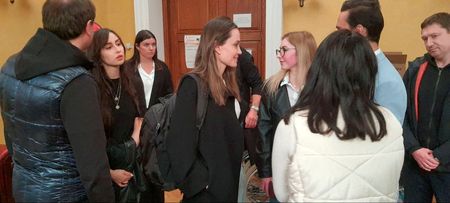 Hollywood actress Jolie visits Lviv, trip interrupted by sirens