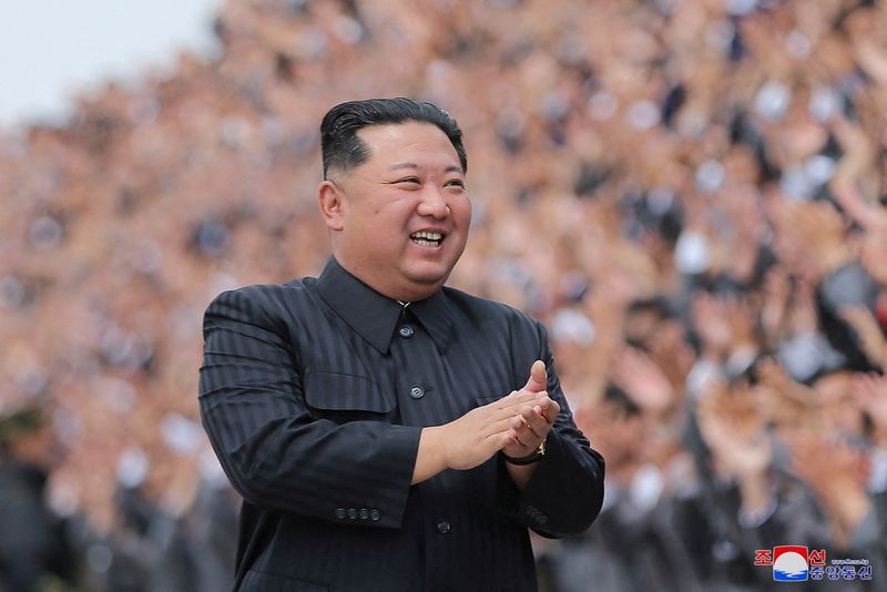 &copy; Reuters. FILE PHOTO: North Korean leader Kim Jong Un applauds during a photo session with students and young workers in Pyongyang, North Korea, in this undated photo released by North Korea's Korean Central News Agency (KCNA) on May 1, 2022. KCNA via REUTERS  