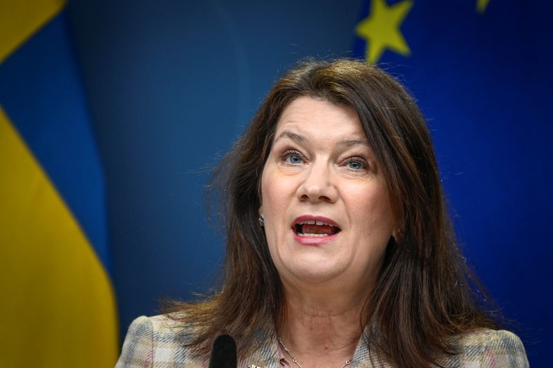 &copy; Reuters. وزيرة خارجية السويد آن ليند خلال مؤتمر صحفي في ستوكهولم يوم الثاني من فبراير شباط 2022. صورة لرويترز. 