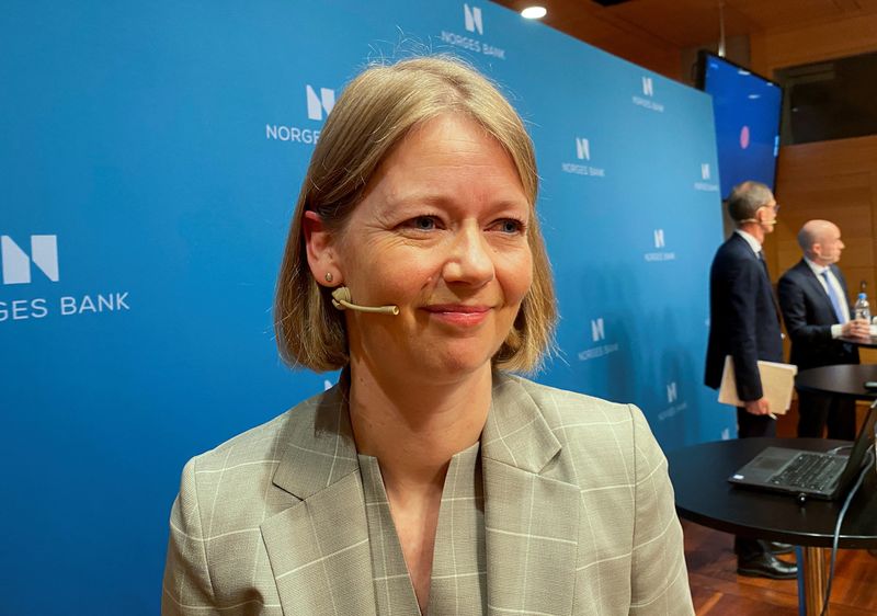 &copy; Reuters. FILE PHOTO: Norwegian central bank Deputy Governor Ida Wolden Bache reacts as the bank presents its 2021 financial stability report, in Oslo Norway November 9, 2021. REUTERS/Victoria Klesty